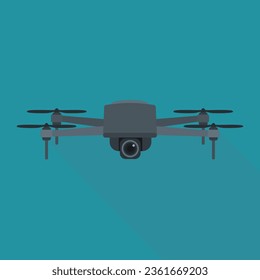 Quadcopter drone on a blue background in flat design style