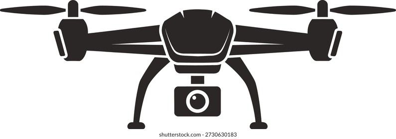 Quadcopter Drone Silhouette with Mounted Camera and Streamlined Body