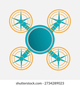 Quadcopter-Drohne, Symbol für Draufsicht