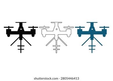 Quadcopter Drones in Different Color Styles Isolated