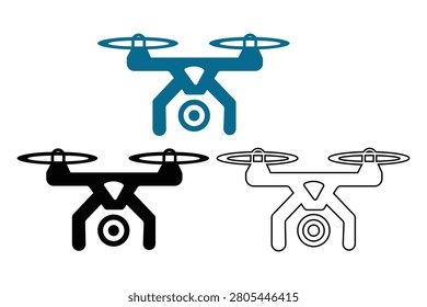 Quadcopter Drones in Different Color Styles Isolated