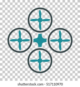 Quadcopter EPS vector icon. Illustration style is flat iconic bicolor soft blue symbol.