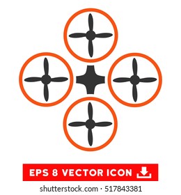 Quadcopter EPS vector icon. Illustration style is flat iconic bicolor orange and gray symbol on white background.
