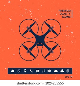 Quadcopter, flying drone icon