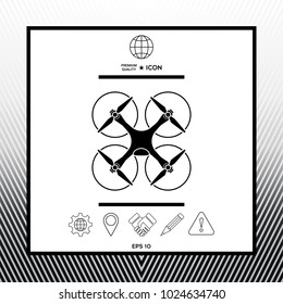 Quadcopter, flying drone icon