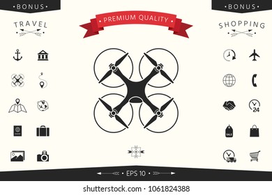 Quadcopter, flying drone icon