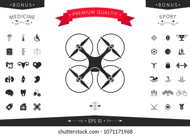 Quadcopter, flying drone icon