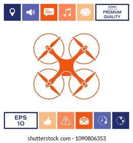 Quadcopter, flying drone icon