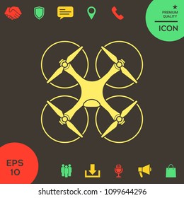 Quadcopter, flying drone icon