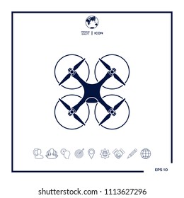 Quadcopter, flying drone icon