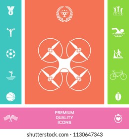 Quadcopter, flying drone icon