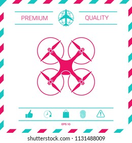 Quadcopter, flying drone icon