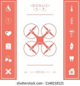 Quadcopter, flying drone icon