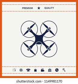 Quadcopter, flying drone icon