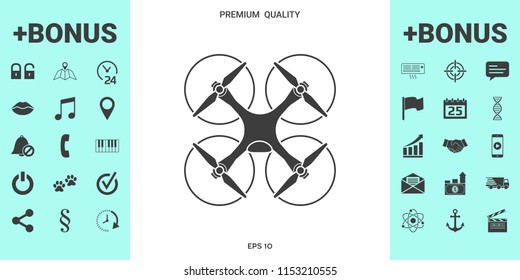 Quadcopter, flying drone icon