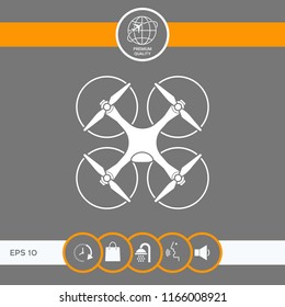 Quadcopter, flying drone icon