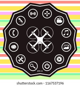 Quadcopter, flying drone icon