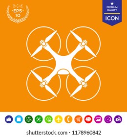 Quadcopter, flying drone icon