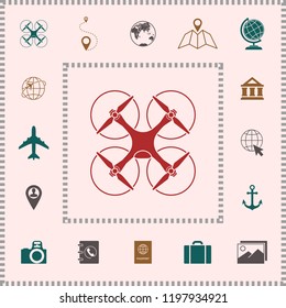Quadcopter, flying drone icon