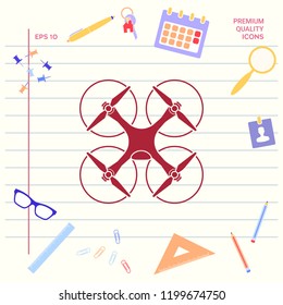 Quadcopter, flying drone icon