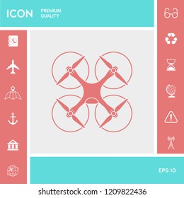 Quadcopter, flying drone icon