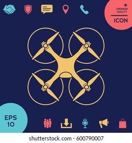 Quadcopter, flying drone icon