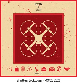 Quadcopter, flying drone icon