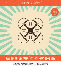 Quadcopter, flying drone icon