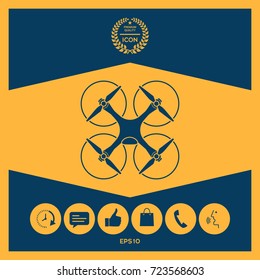 Quadcopter, flying drone icon