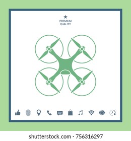 Quadcopter, flying drone icon