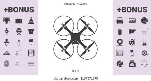 Quadcopter, flying drone icon - graphic elements for your design