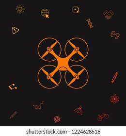 Quadcopter, flying drone icon. Graphic elements for your design