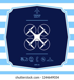 Quadcopter, flying drone icon. Graphic elements for your design