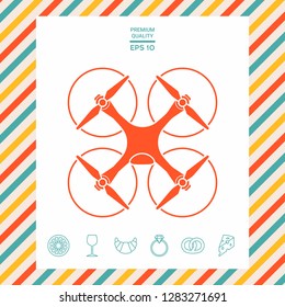 Quadcopter, flying drone icon. Graphic elements for your design