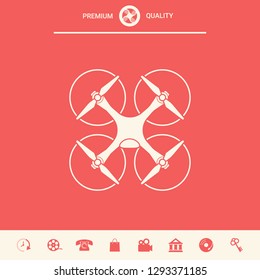 Quadcopter, flying drone icon. Graphic elements for your design