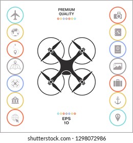 Quadcopter, flying drone icon. Graphic elements for your design