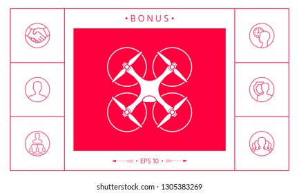 Quadcopter, flying drone icon. Graphic elements for your design