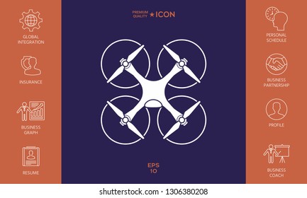 Quadcopter, flying drone icon. Graphic elements for your design