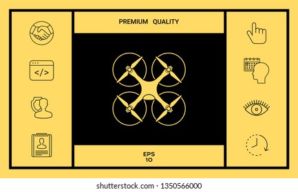 Quadcopter, flying drone icon. Graphic elements for your design