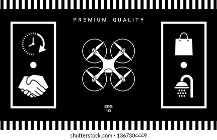 Quadcopter, flying drone icon. Graphic elements for your design