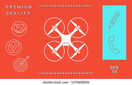 Quadcopter, flying drone icon. Graphic elements for your design