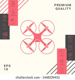 Quadcopter, flying drone icon. Graphic elements for your design
