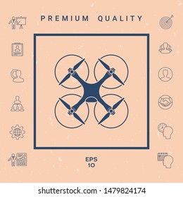 Quadcopter, flying drone icon. Graphic elements for your design