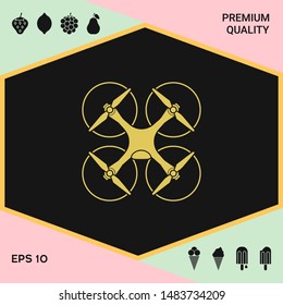 Quadcopter, flying drone icon. Graphic elements for your design