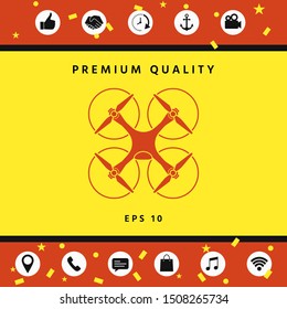 Quadcopter, flying drone icon. Graphic elements for your design