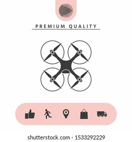 Quadcopter, flying drone icon. Graphic elements for your design
