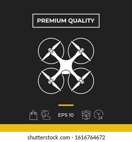 Quadcopter, flying drone icon. Graphic elements for your design