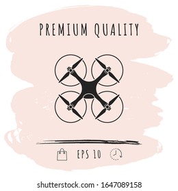 Cuadcopter, icono de drones voladores. Elementos gráficos para el diseño