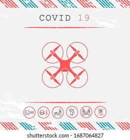 Quadcopter, fliegendes Drohnensymbol. Grafische Elemente für Ihr Design