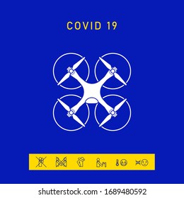 Quadcopter, flying drone icon. Graphic elements for your design